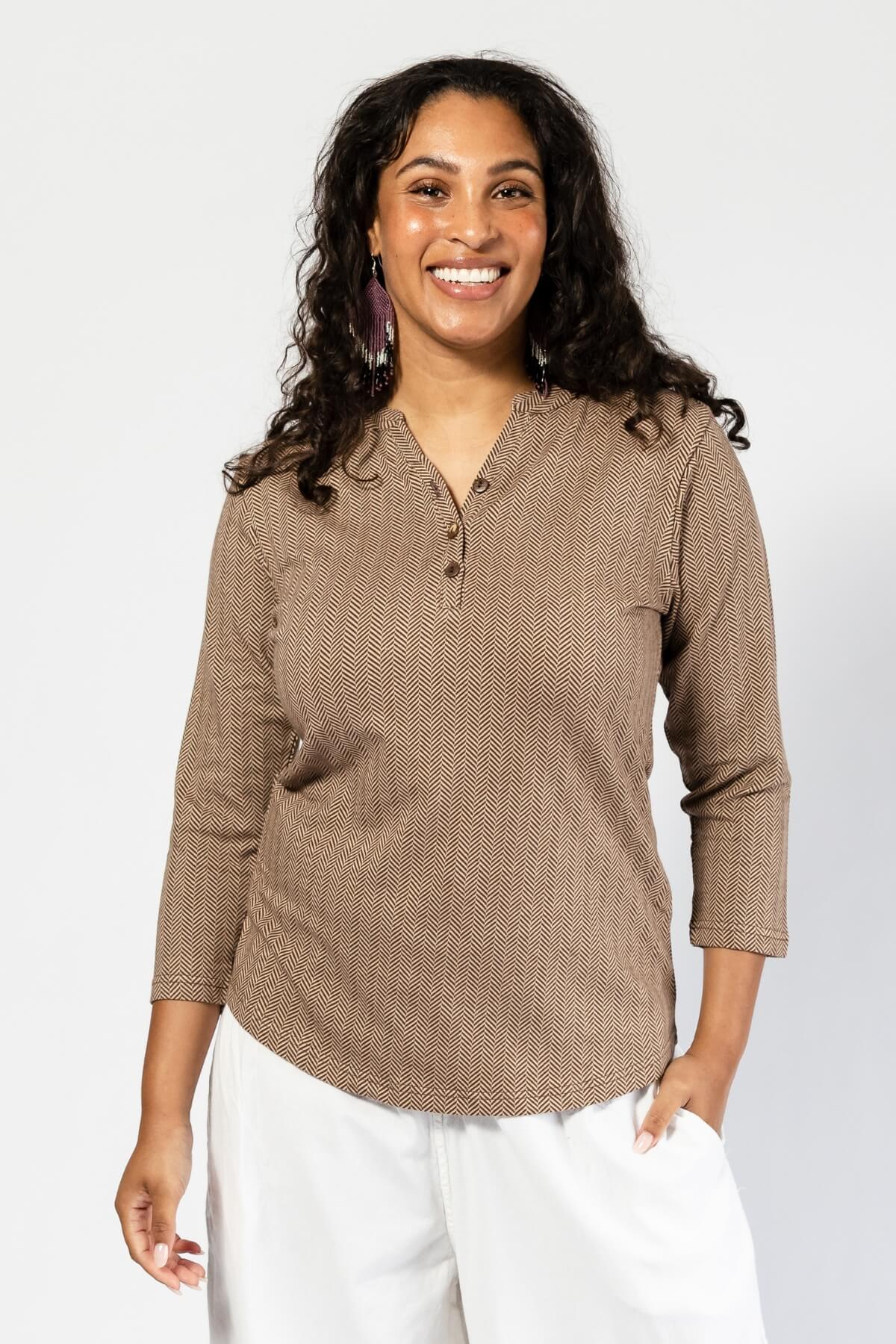 Surya Organic Cotton Jacquard Tops for Women - herringbone weave