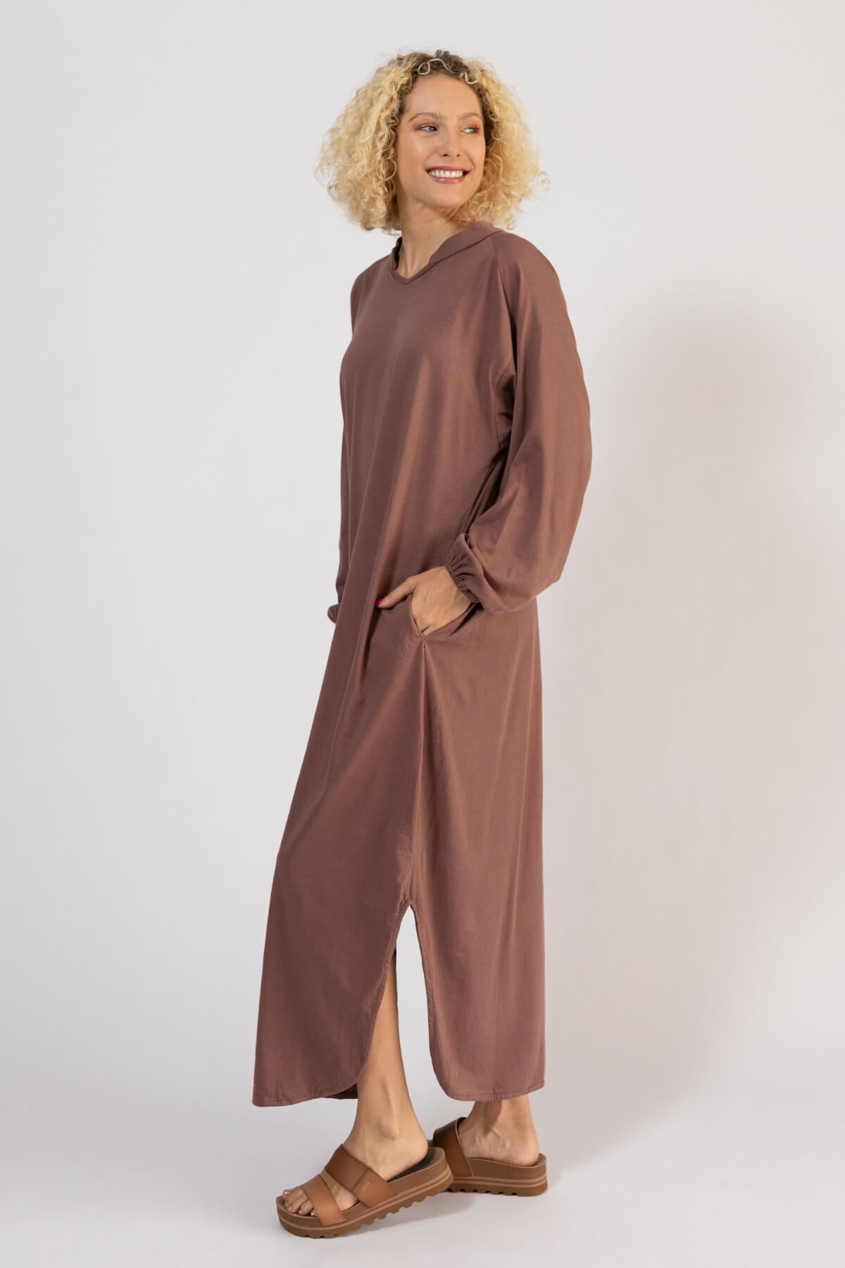 Organic Cotton Long Sleeve Kaftan - with two hip pockets