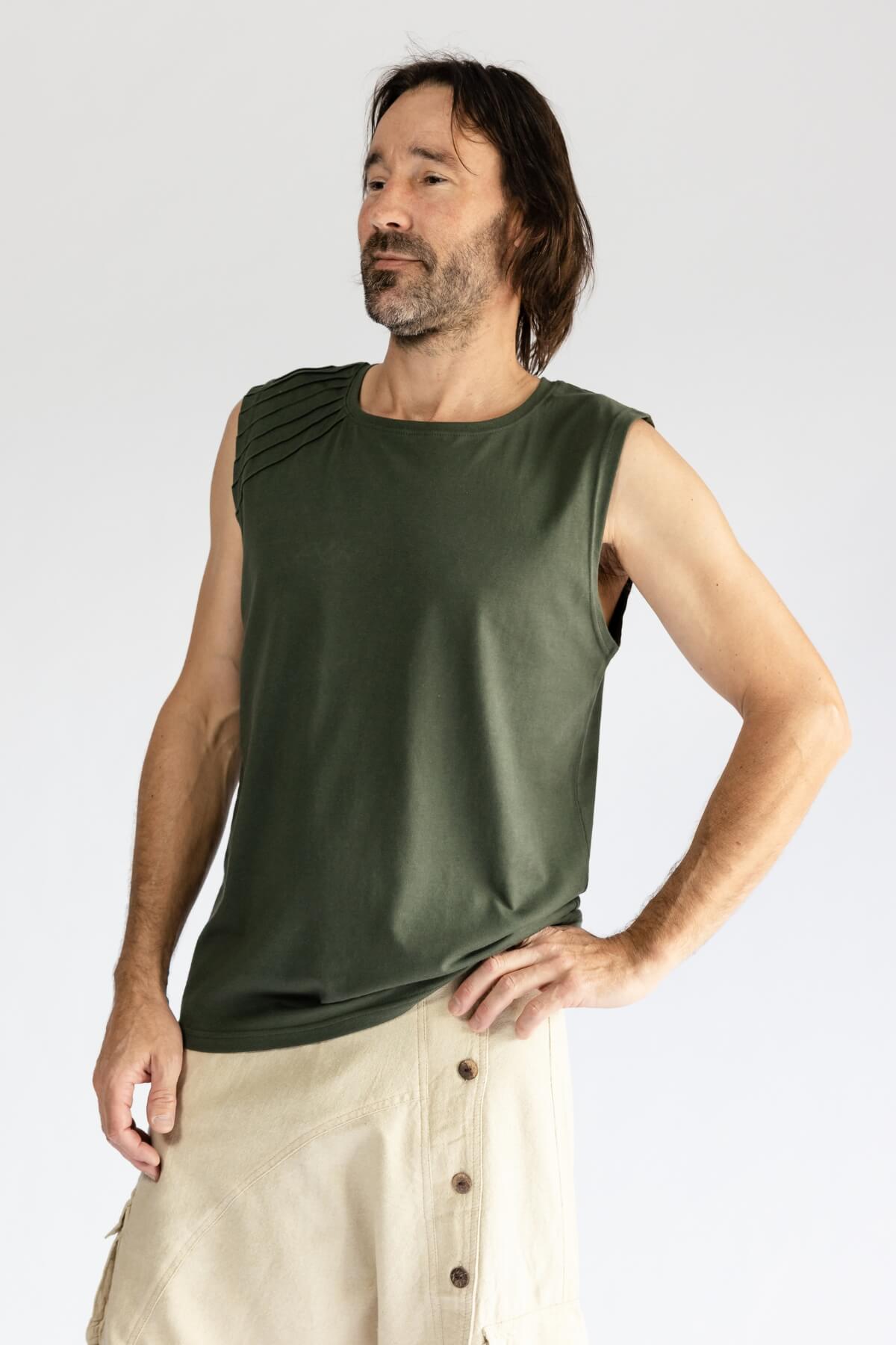 Surya Organic Cotton Singlet Top for Men - left side view