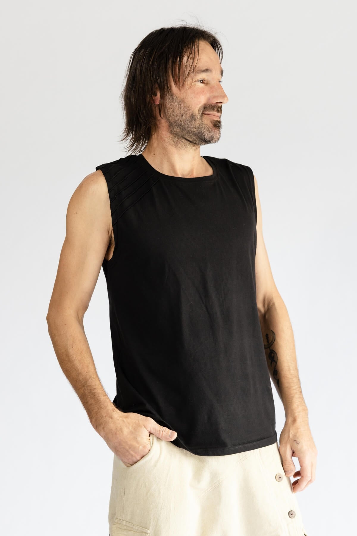 Surya Organic Singlet Tops for Men - right side view