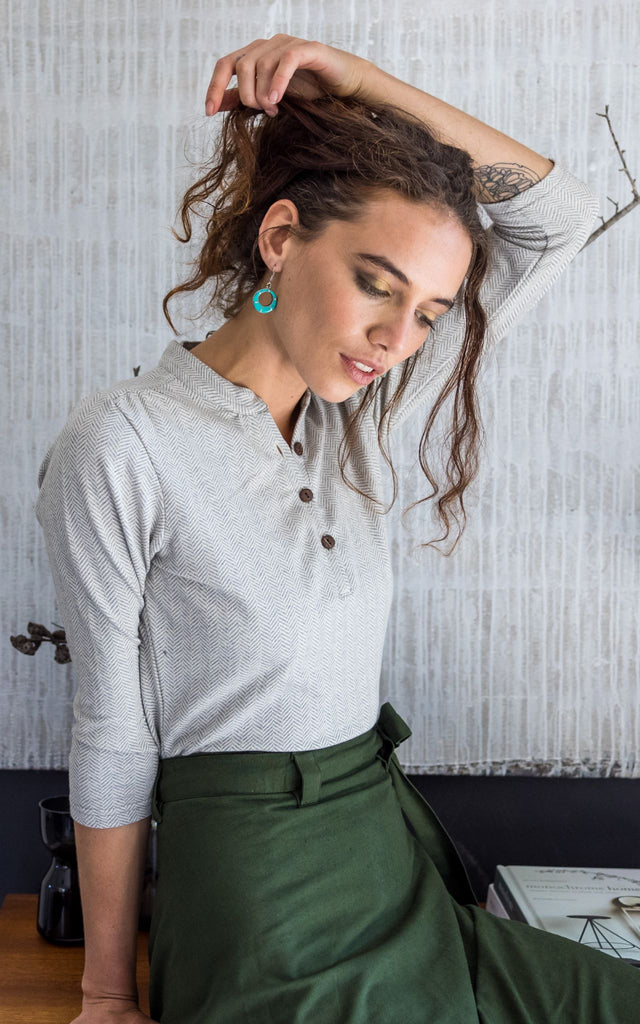 Surya Australia Clementine Organic Cotton 'Clementine' Top made in Nepal - Oatmeal