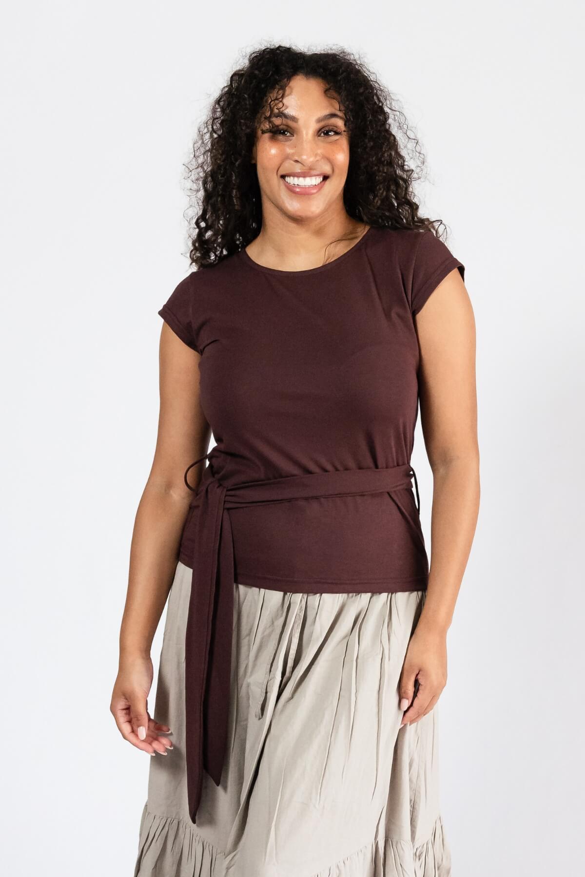 Surya Organic Cotton Amari Top - Cocoa