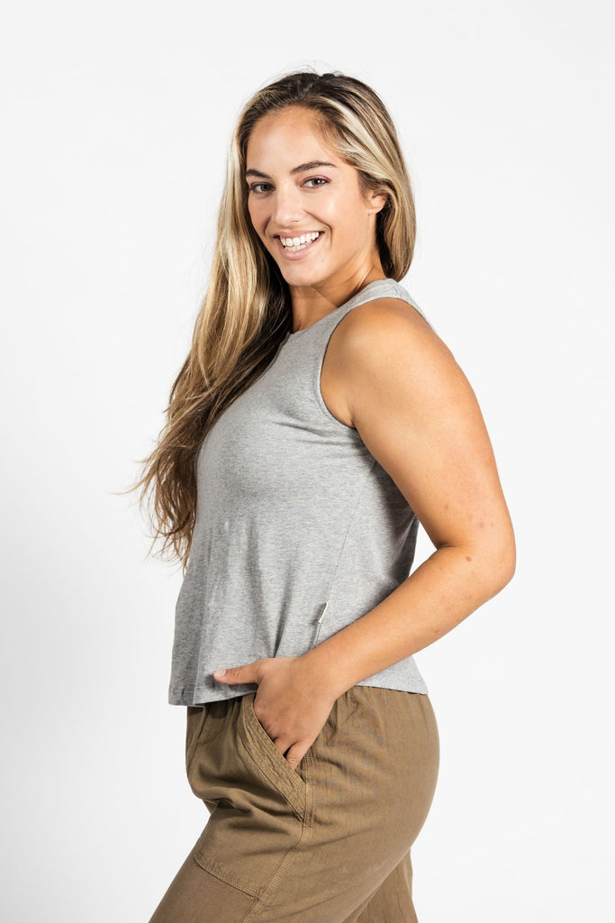 Surya Organic Cotton Tank Top made in Nepal - Light Grey