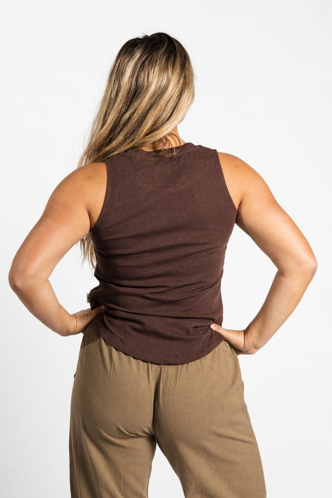 Surya Organic Cotton Tank Top made in Nepal - Chocolate