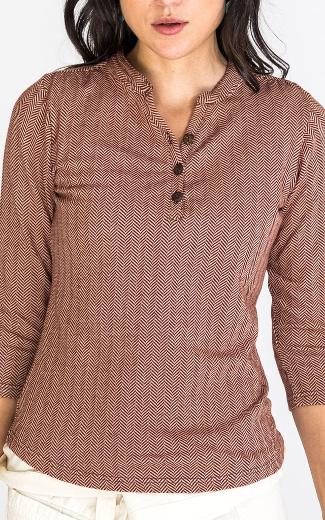 Surya Australia Clementine Organic Cotton 'Clementine' Top made in Nepal - Maroon