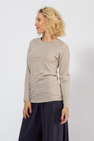 Organic cotton long sleeve top for women - left side view