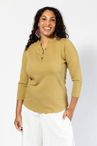 Surya Ethical Organic Jacquard Top for Women - Mustard colour