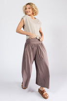 Surya Organic Cotton Palazzo Pants - turn-down waistband