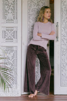 Surya Organic Velvet Palazzo Pants for Women - on location in Bali