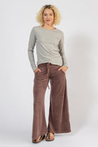 Organic Velvet Palazzo Pants for Women  - Dusty Mauve