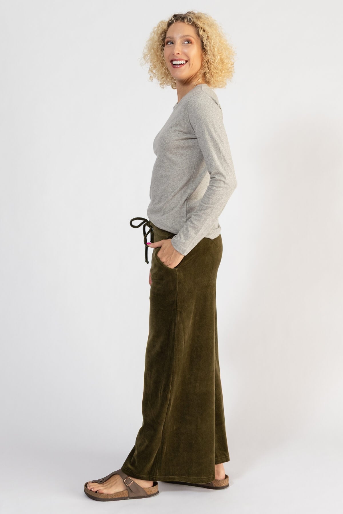 Surya Organic Velvet Palazzo Pants - left side view