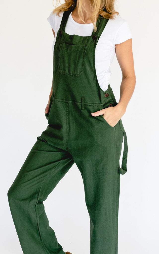 Surya Australia Ethical Cotton Straight Leg Overalls (Dungarees) from Nepal - Green