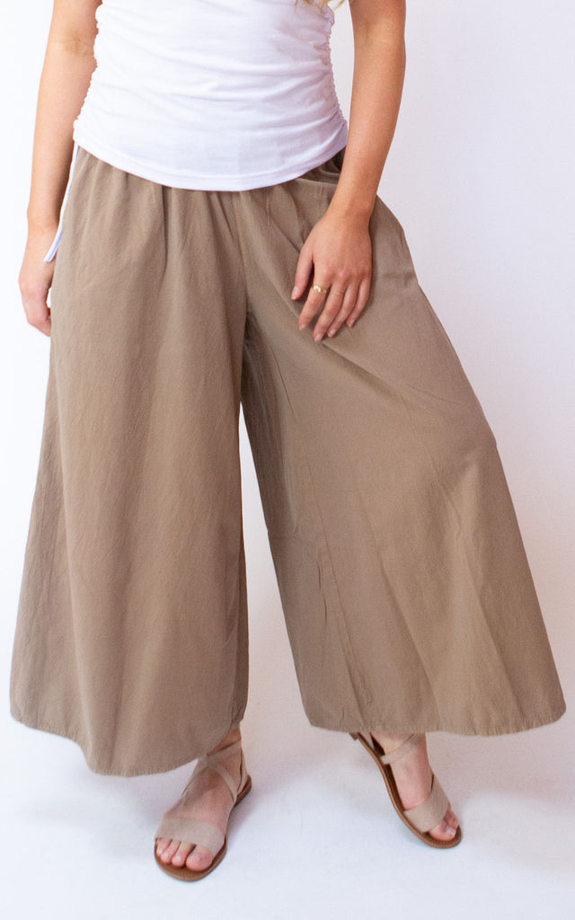 Surya Australia Ethical Cotton Palazzo Pants from Nepal - Sand