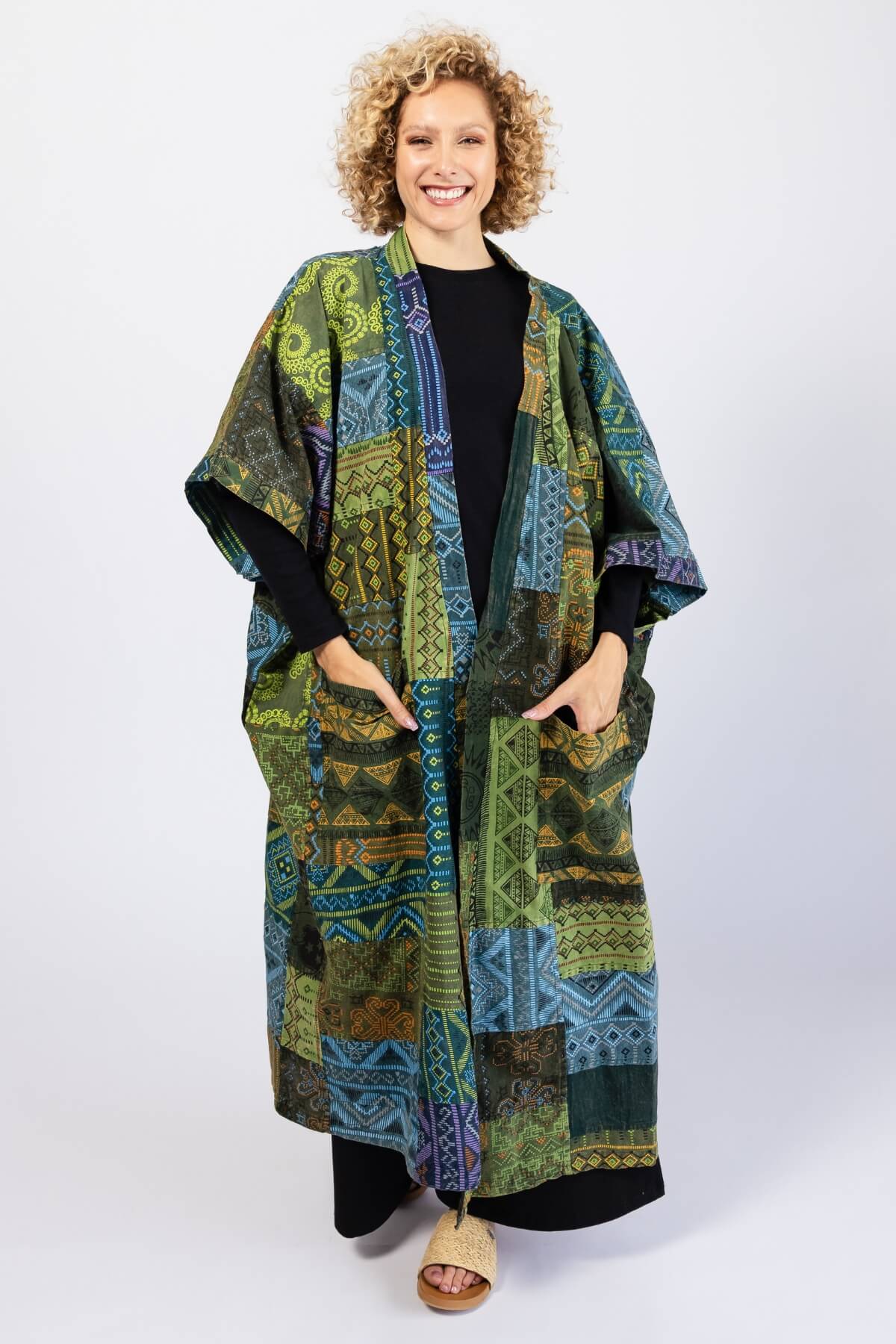 Surya Cotton Patchwork 'Asher' Duster Jacket - ethically made in Nepal