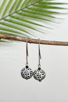Fair trade polymer clay single drop earrings – black and white