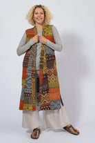 Cotton Sleeveless Patch Jacket for Women - open style jacket