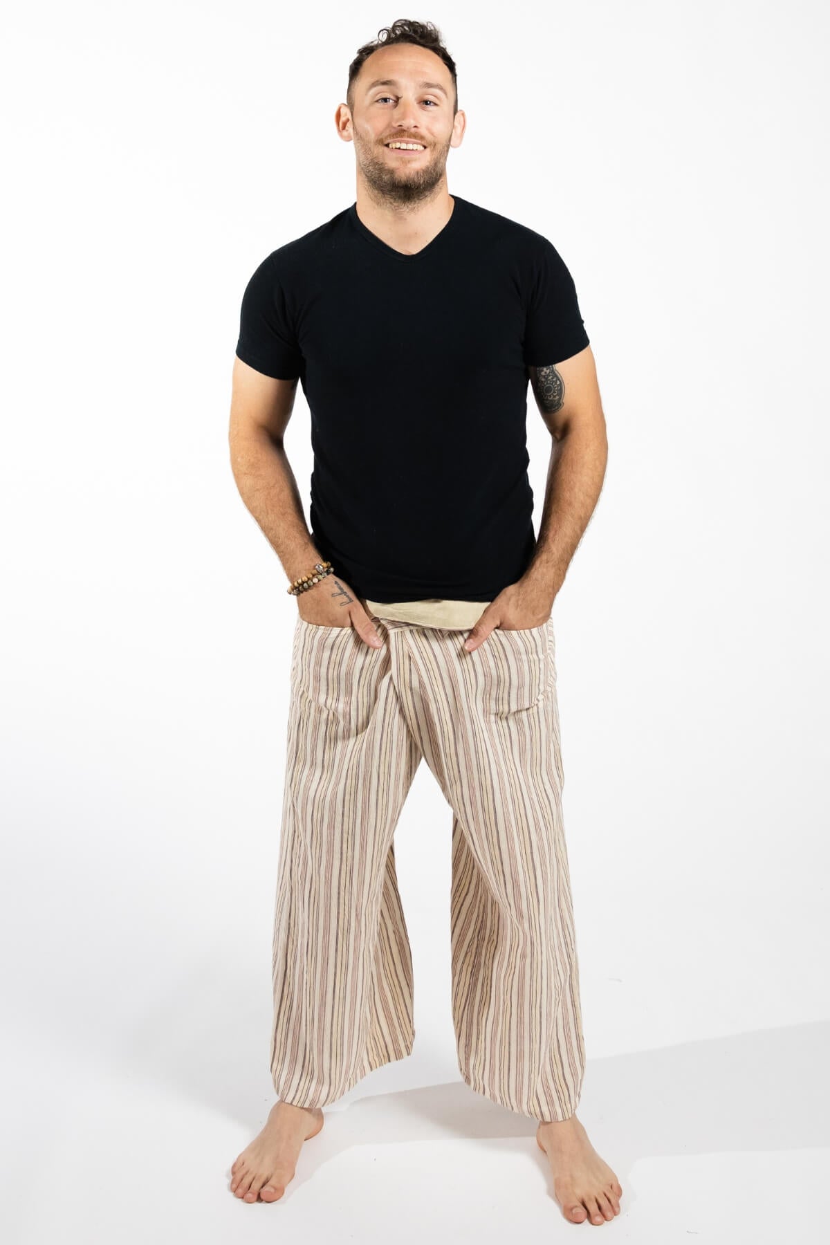 Thai Cotton Fishermen Pants for Men - Oatmeal