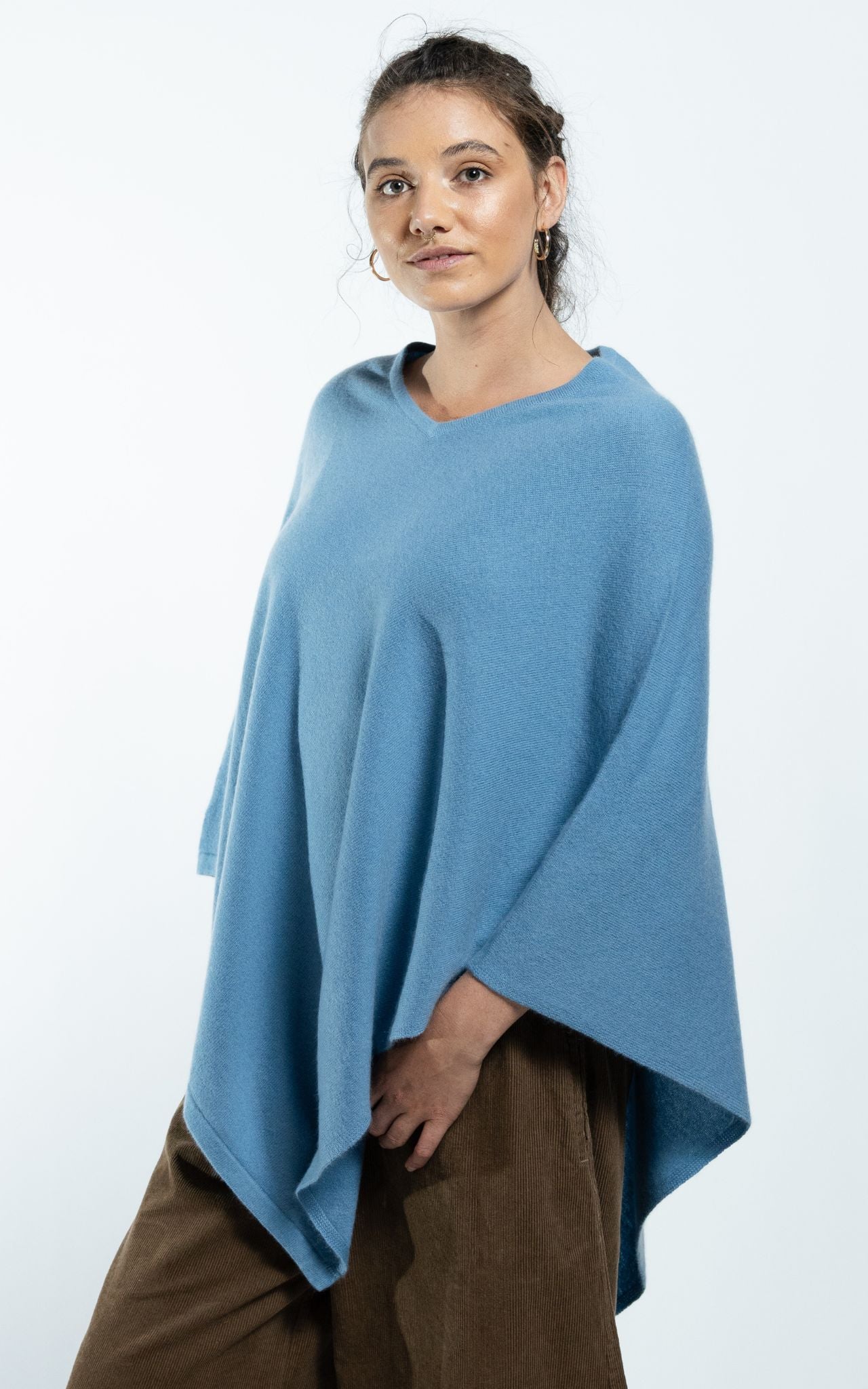 Surya Australia Ethical Cashmere Poncho made in Nepal - Sky Blue