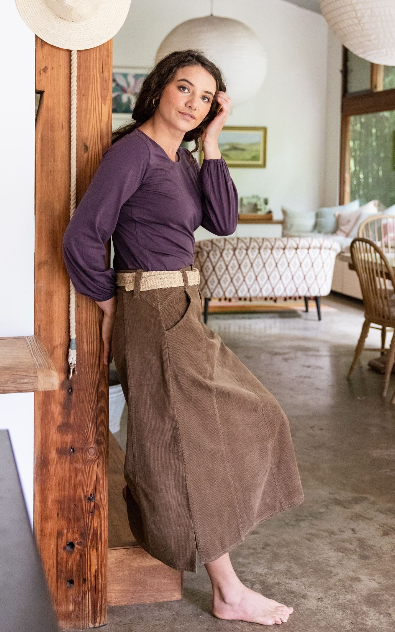 Corduroy Maxi Skirt Peanut Surya
