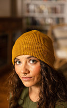 Surya Australia Merino Wool 'Woodstock' Beanie for women made in Nepal - Mustard