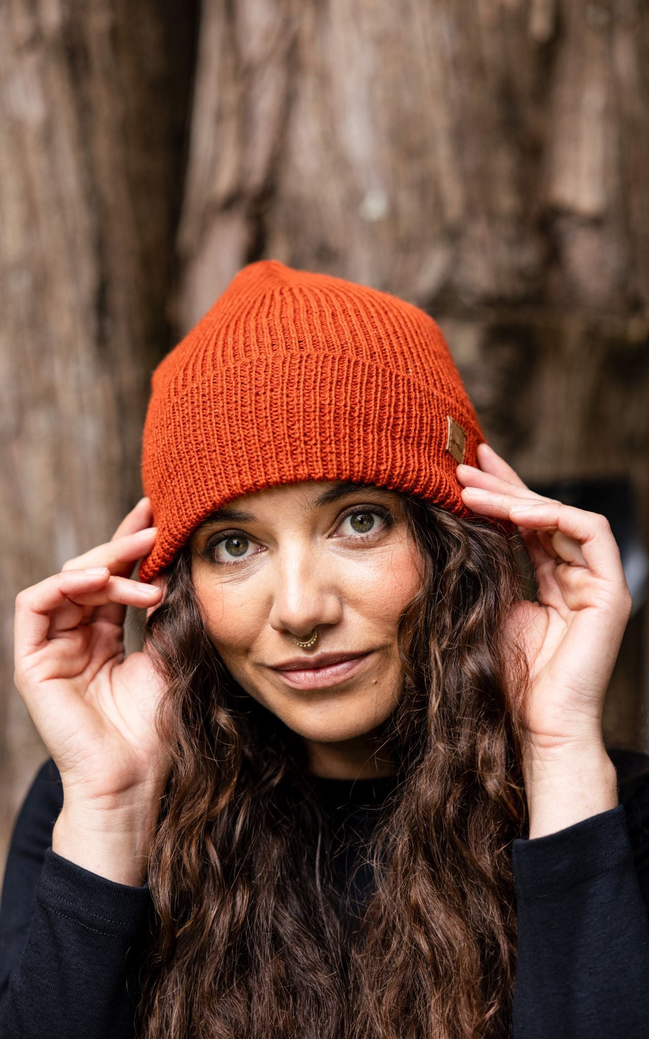 Surya Australia Merino Wool 'Woodstock' Beanie for women made in Nepal - Burnt Orange