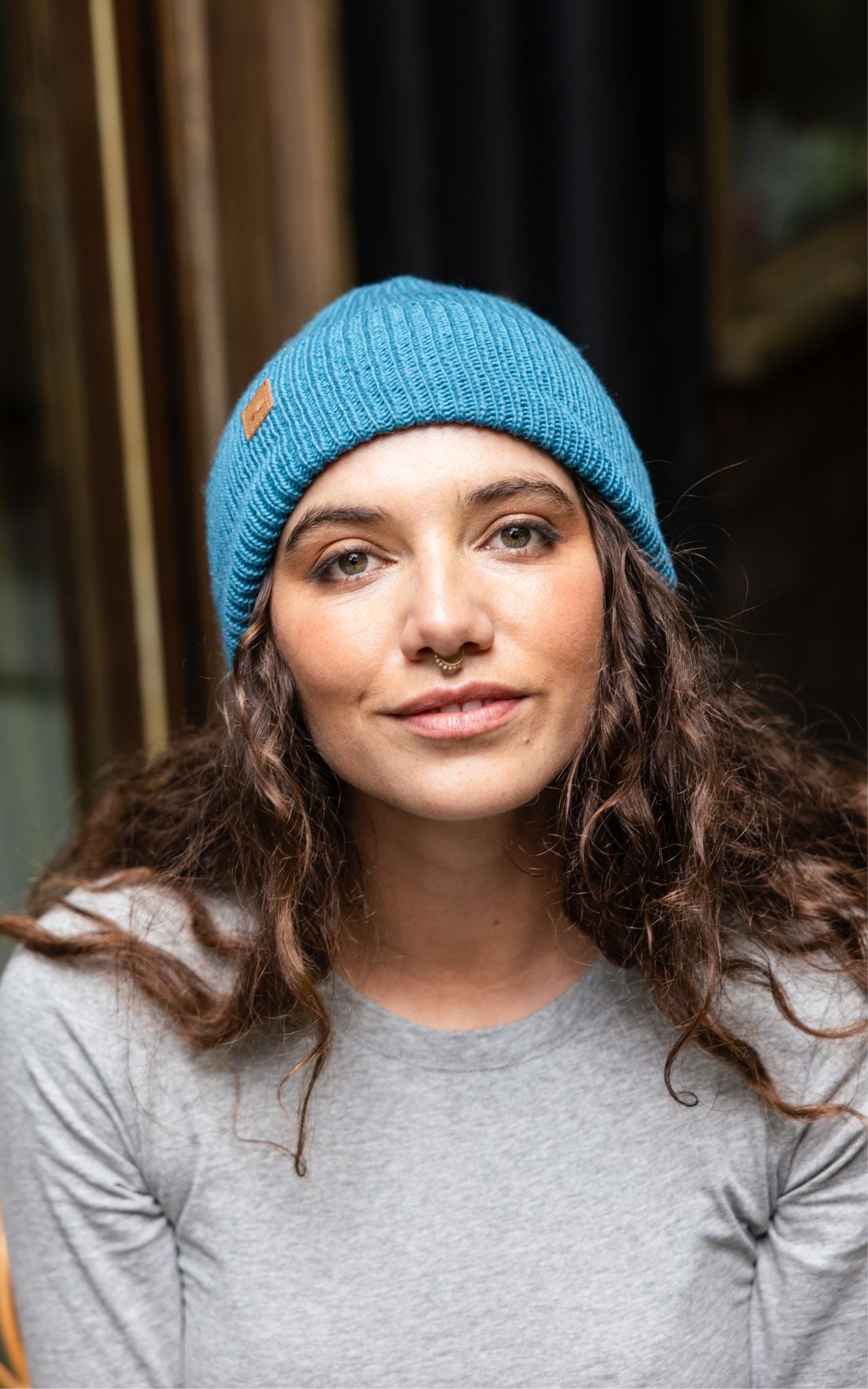 Surya Australia Merino Wool 'Woodstock' Beanie for women made in Nepal - Blue