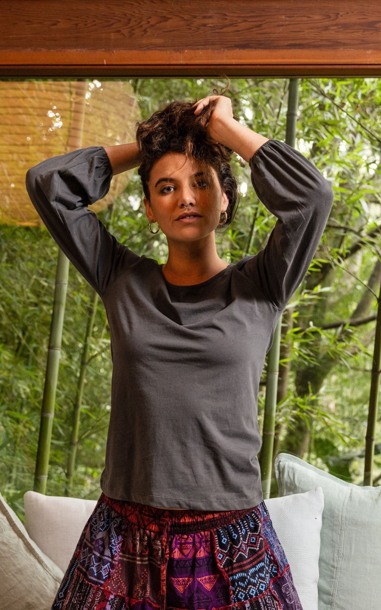 Surya The Label Ethical Organic Cotton 'Zoé' Top made in Nepal - Dusty Grey