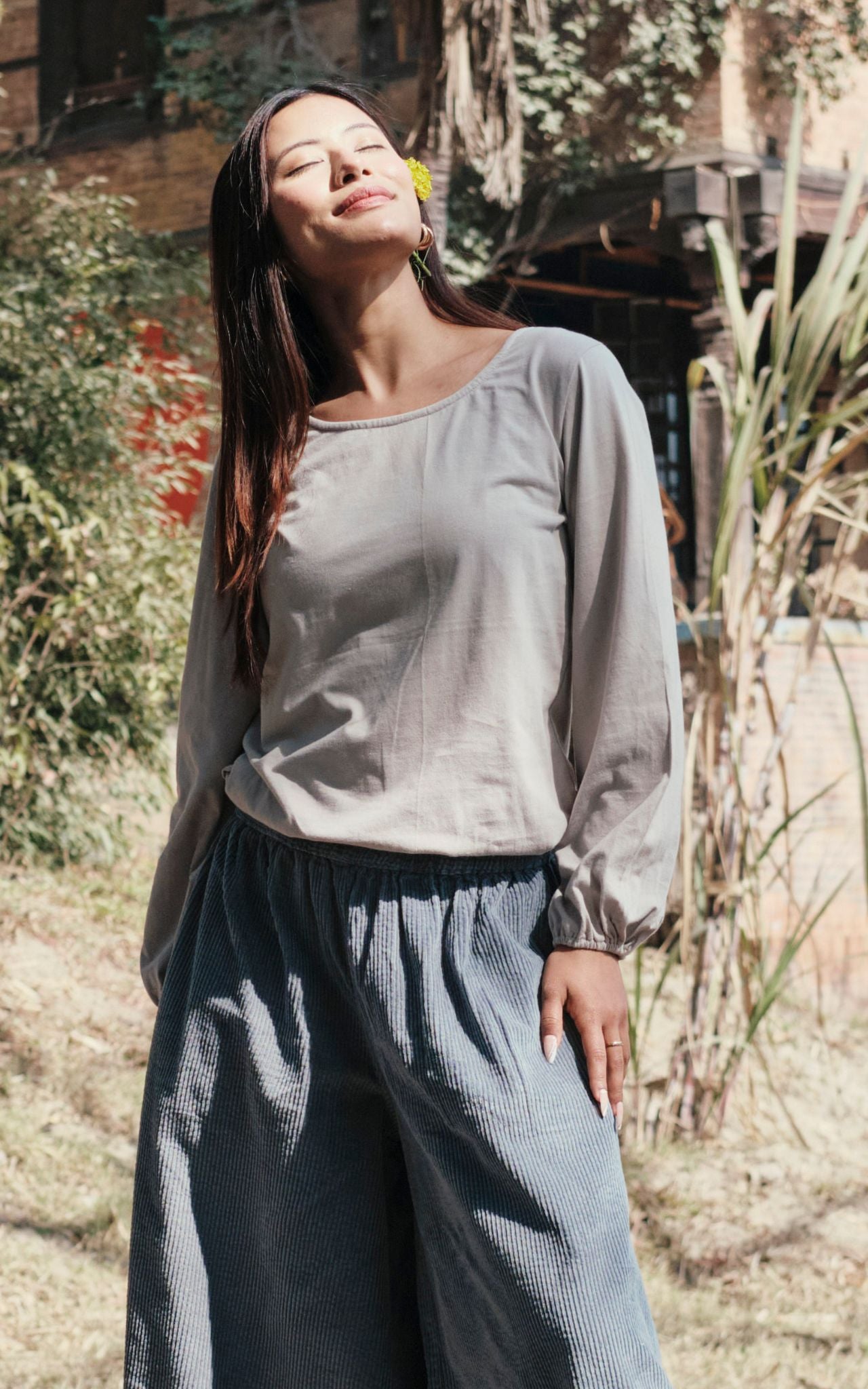 Surya The Label Ethical Organic Cotton 'Zoé' Top made in Nepal - Oyster