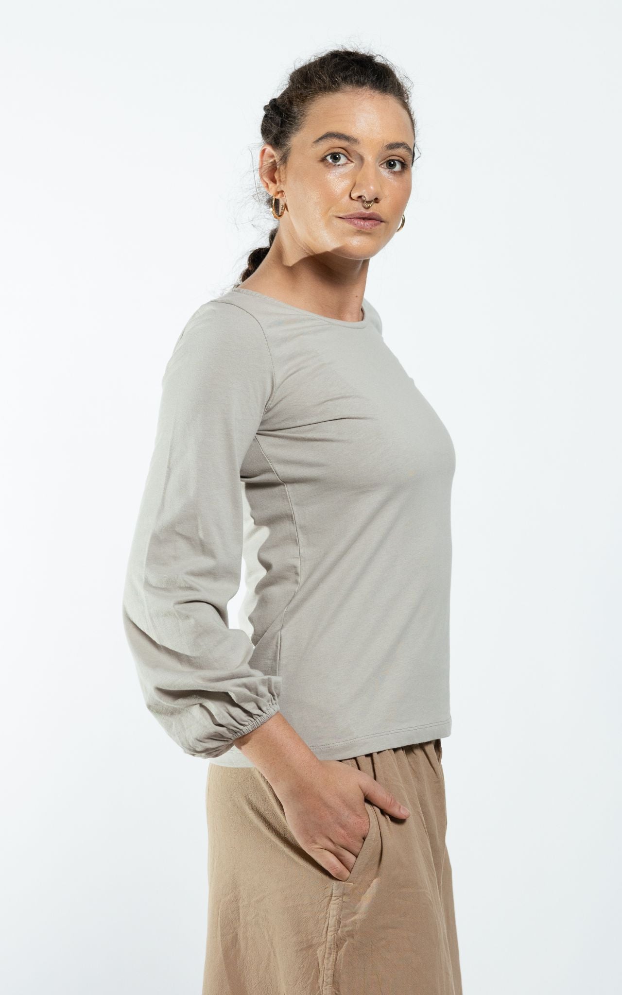 Surya The Label Ethical Organic Cotton 'Zoé' Top made in Nepal - Oyster