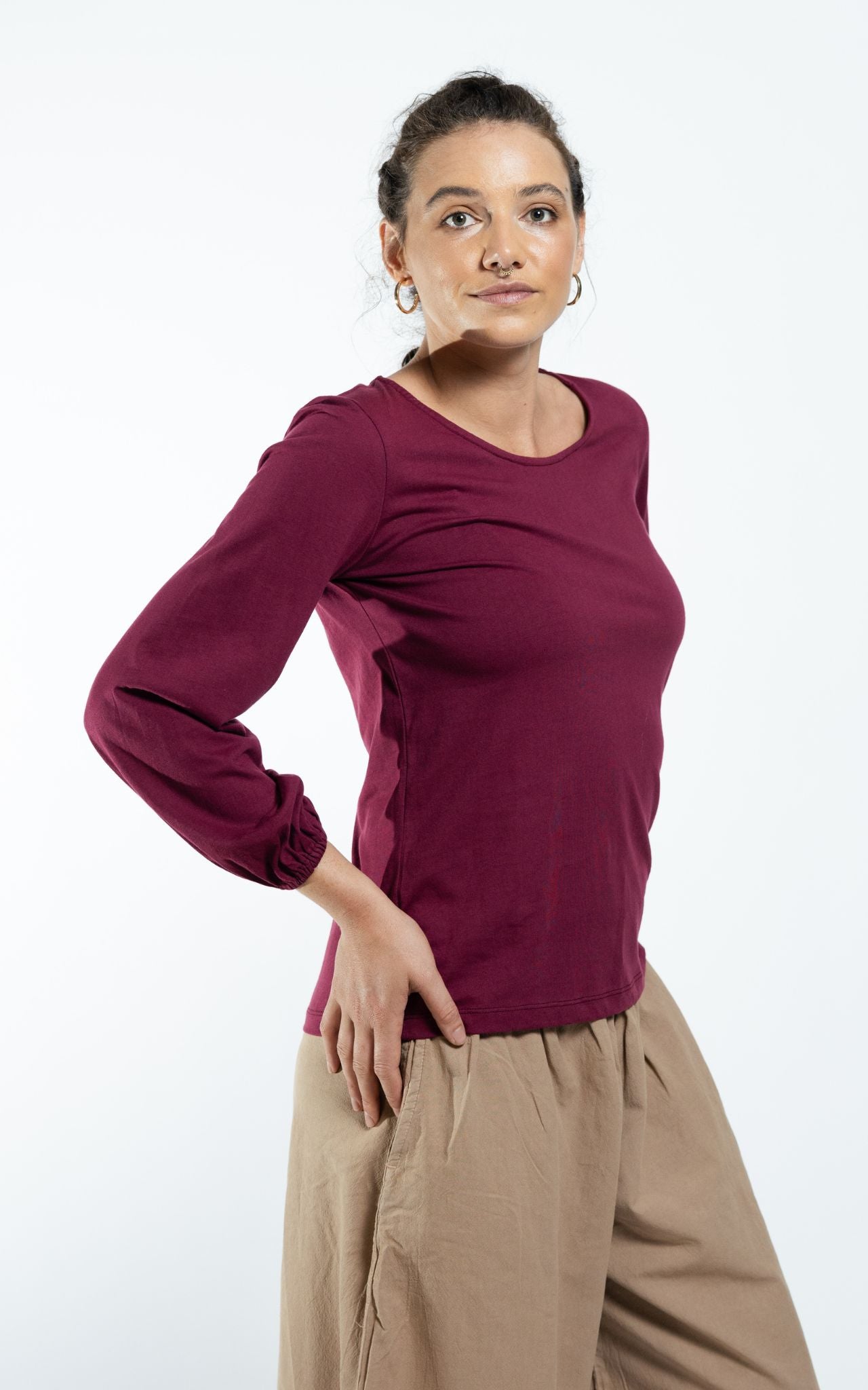 Surya The Label Ethical Organic Cotton 'Zoé' Top made in Nepal - Berry