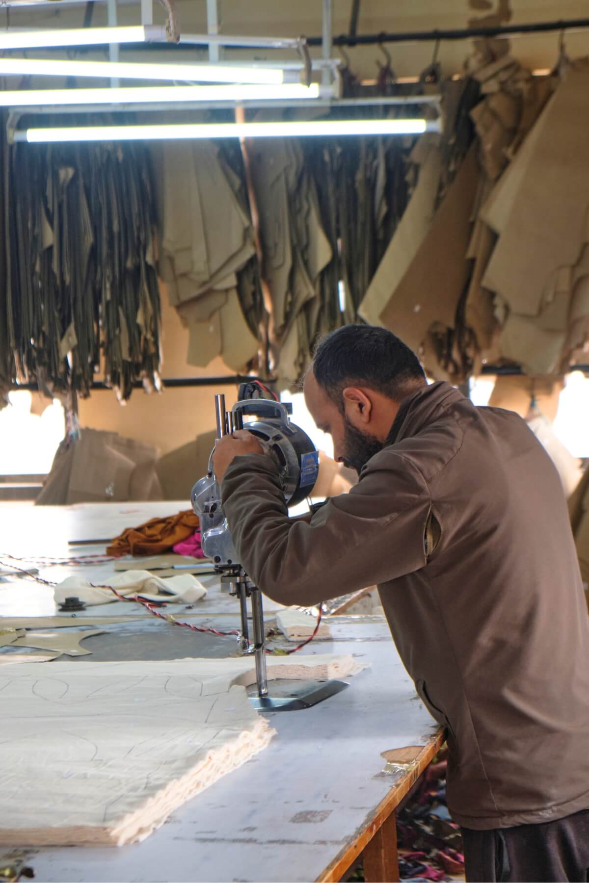 Surya Ethical Clothing Production in Nepal - bulk fabric cutting