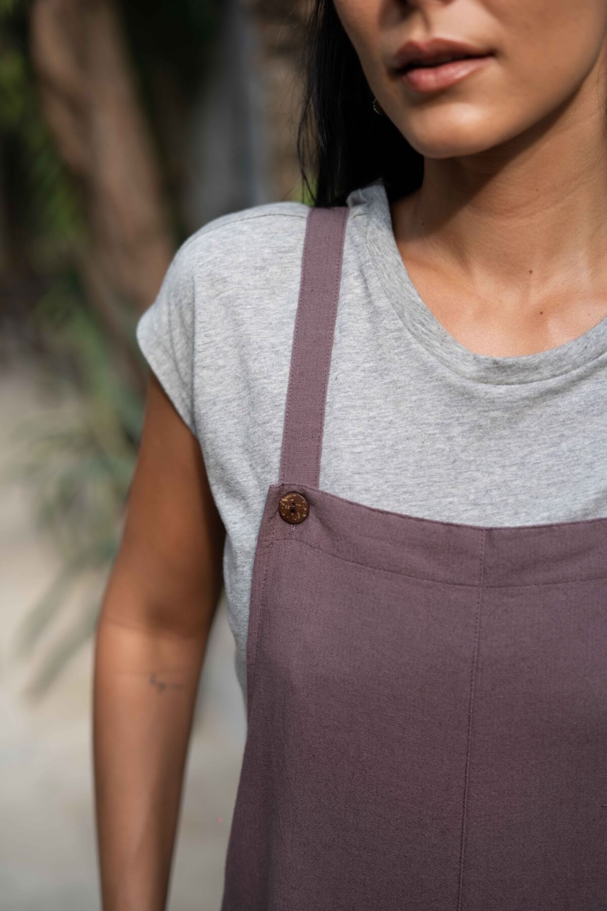Ethical baggy cotton overalls for women – adjustable shoulder straps