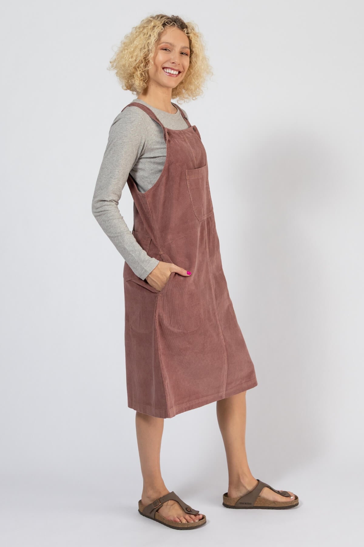 Corduroy Pinafore Dress for Women - right side view