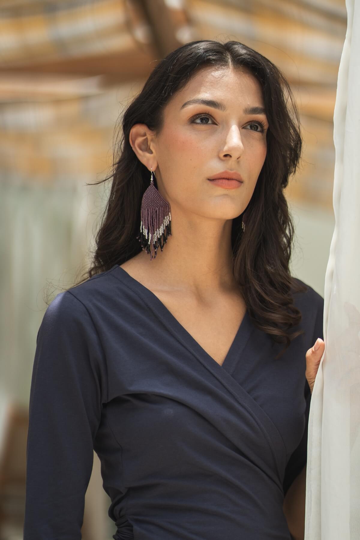 Surya Handmade Glass Bead Earrings - ethically made in Nepal