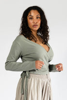 Surya Long Sleeve Organic Cotton Wrap Top - generous sizing