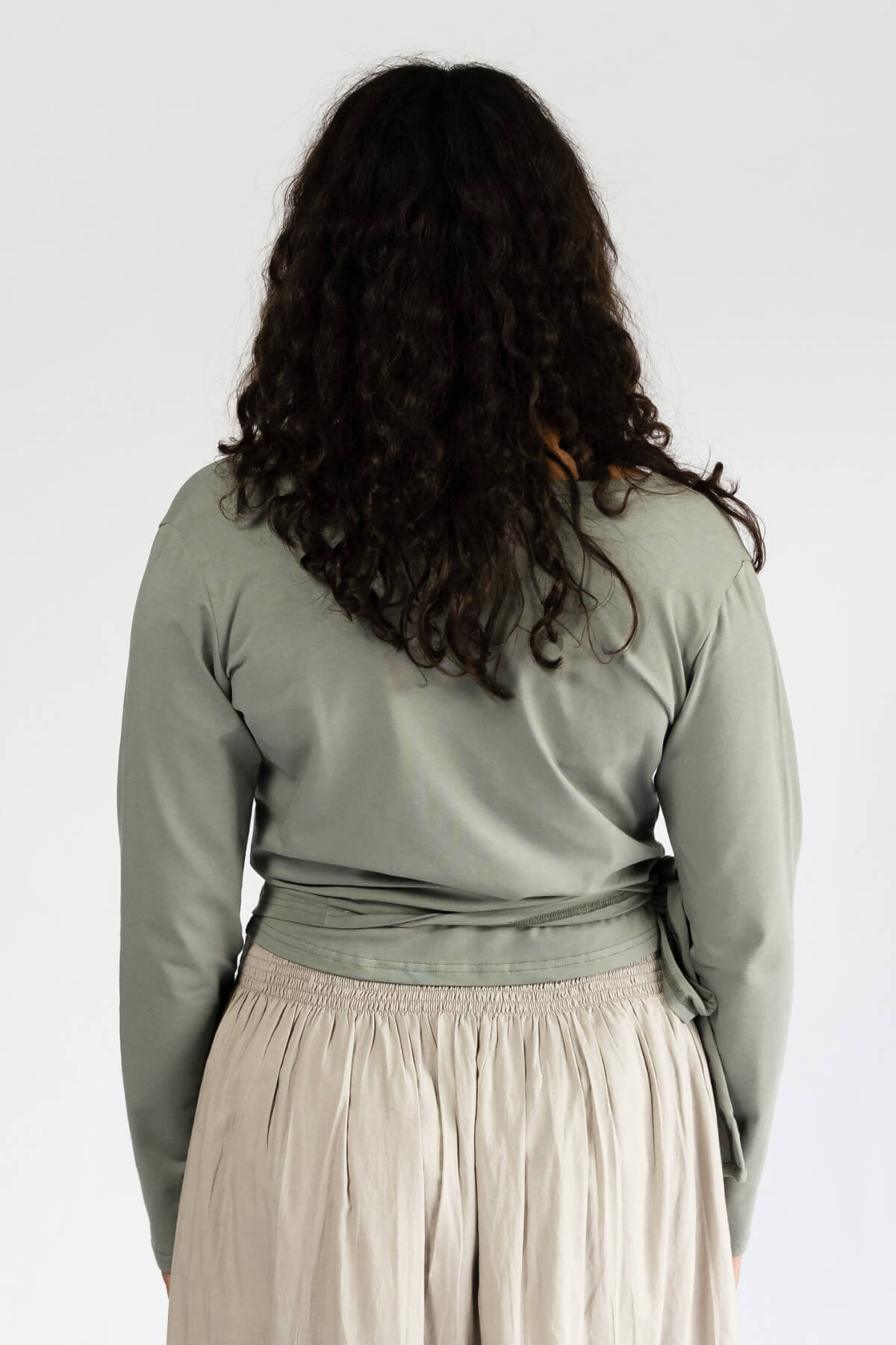 Surya Long Sleeve Organic Cotton Wrap Top - rear view