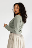 Surya Long Sleeve Organic Cotton Wrap Top - left side view