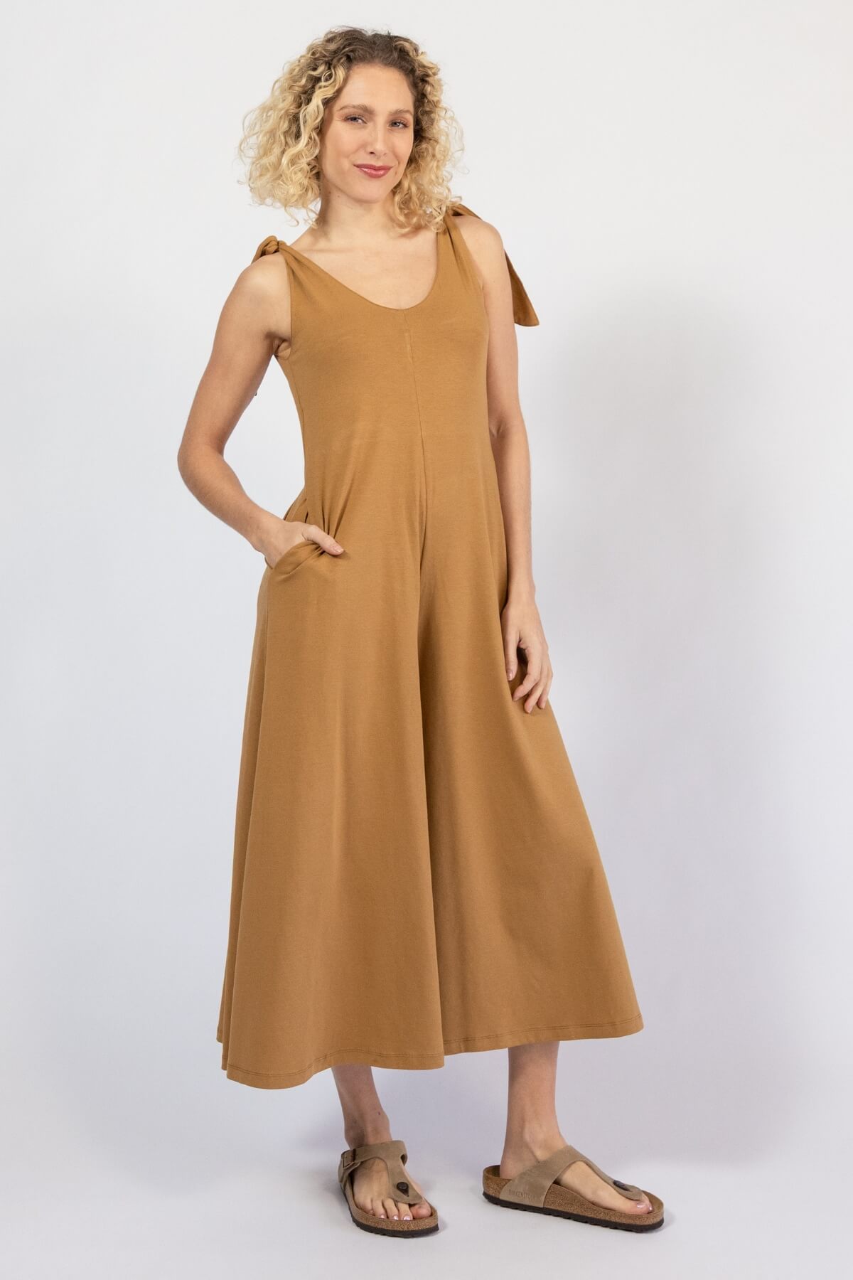 Organic cotton wide leg jumpsuits for women - right side view