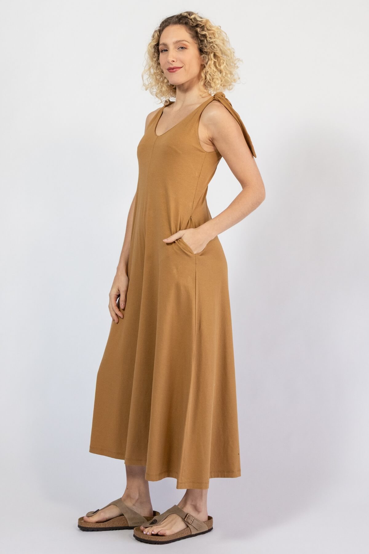 Organic cotton wide leg jumpsuits for women - left side view