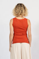 Organic cotton singlet top for women – rear view