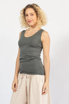 Wide sleeve organic cotton singlet tops for women – left side view