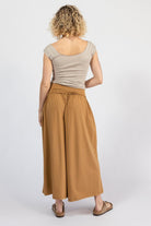 Organic cotton wide leg pants with turn down waist - rear view