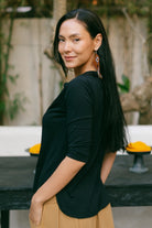 Three quarter sleeve organic top for women – on location in Nepal