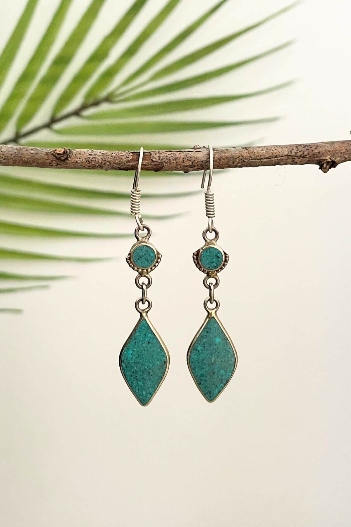 Tibetan style earrings made in Nepal