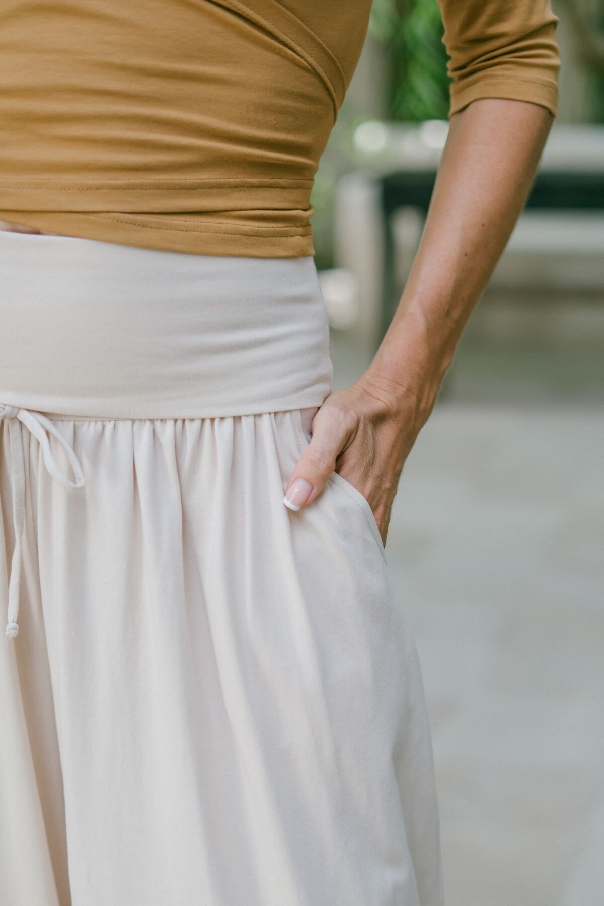 Organic cotton Wide Leg Pants - with fold over waist