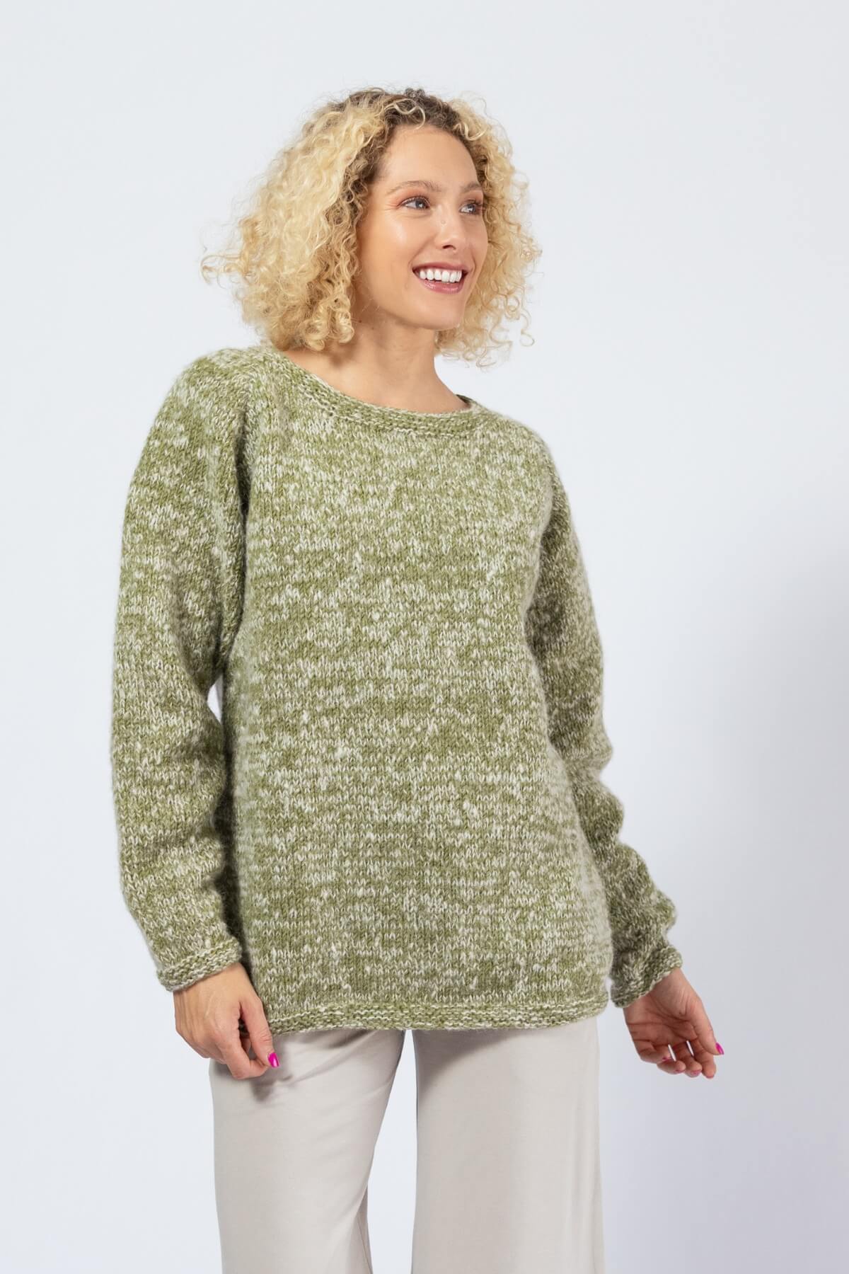 Oversized Wool Sweaters for Women - Olive Green