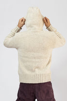 Very warm wool jacket for men made in Nepal - rear view with hood