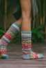 Ethical merino wool socks for women - Tibetan knit