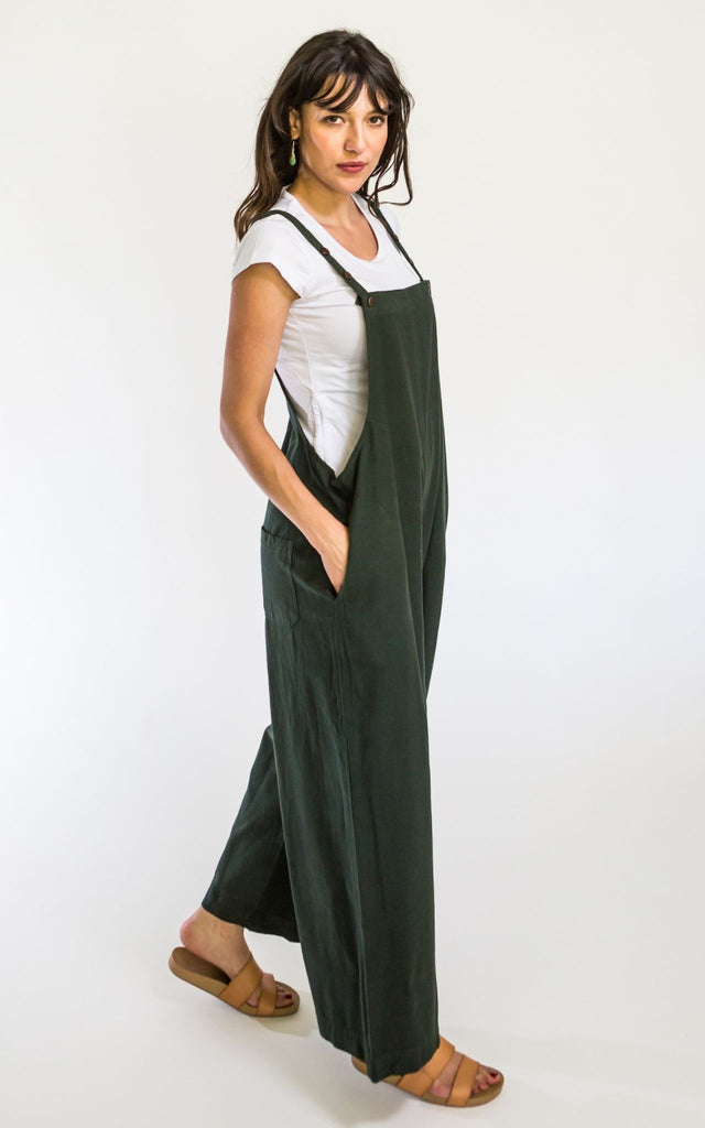 Surya Australia Ethical Cotton 'Juanita' Overalls Dungarees made in Nepal - Green