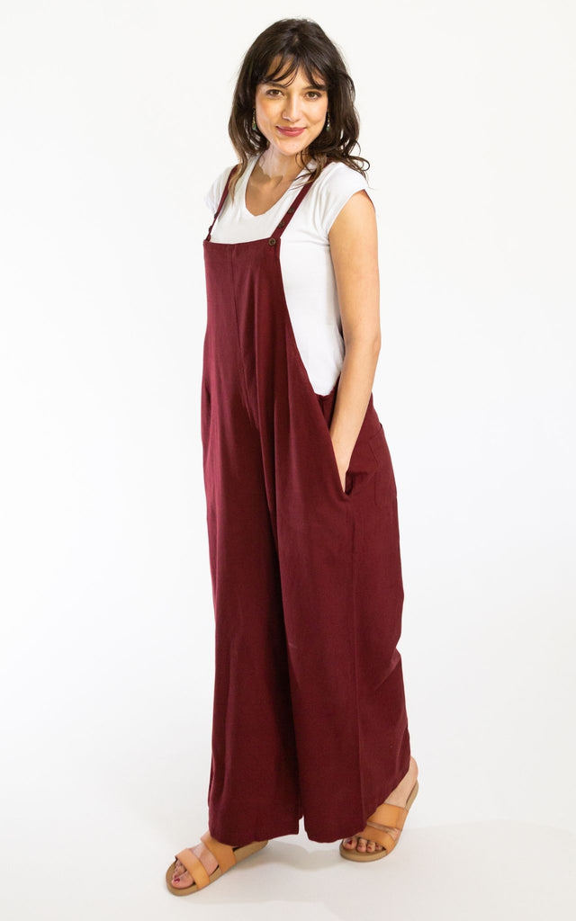 Surya Australia Ethical Cotton 'Juanita' Overalls Dungarees made in Nepal - Berry